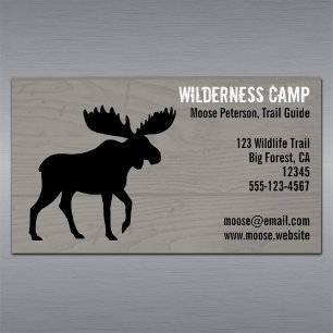 Walking Moose Silhouette Magnetic Business Card