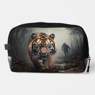Walking Old black and orange tiger surreal forest Dopp Kit
