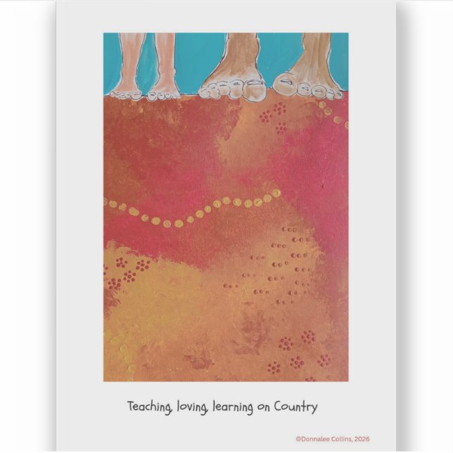 Walking on Country Aboriginal print sticker (Front)