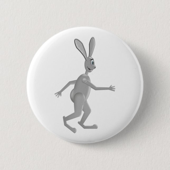 Walking Rabbit 2 Inch Round Button (Front)