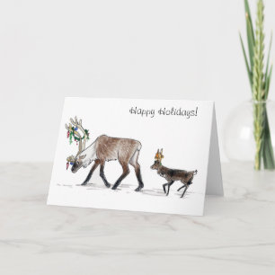 Walking Reindeer Happy Holidays Card