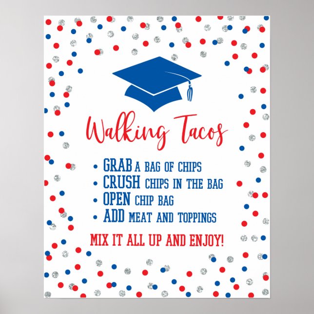 Walking Tacos Graduation Party Sign Patriotic (Front)