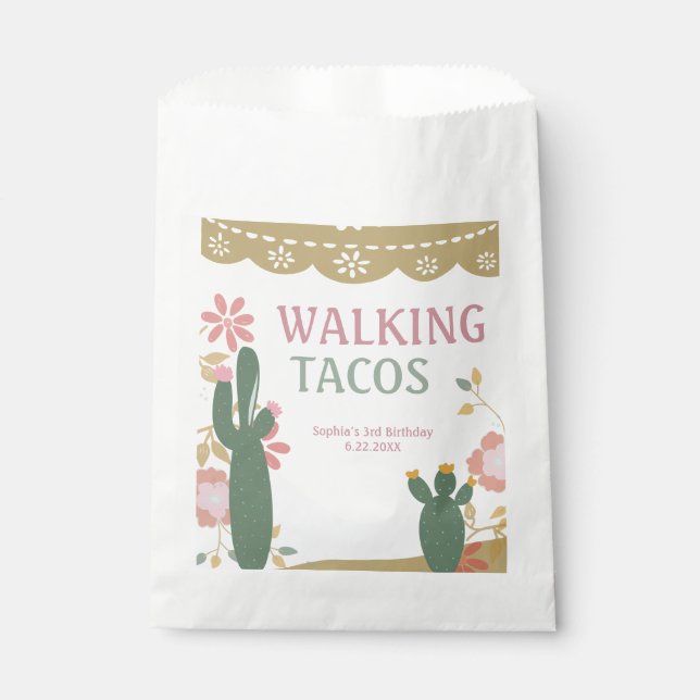 Walking Tacos Mexican Fiesta Birthday Party Favour Bag (Front)