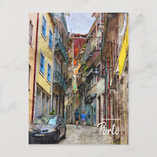 Walking the back Alley Porto- Portugal Postcard