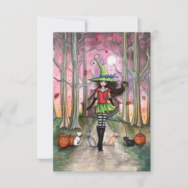 Walking the Cats Halloween Postcard (Front)