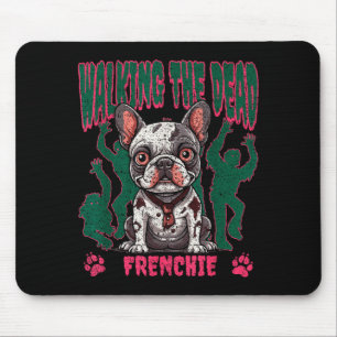Walking The Dead French Bulldog Zombie Halloween Mouse Pad