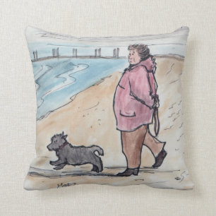Walking the dog - 03 throw pillow