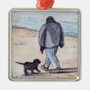 Walking the dog - 05 metal ornament