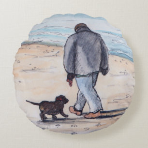 Walking the dog - 05 round pillow