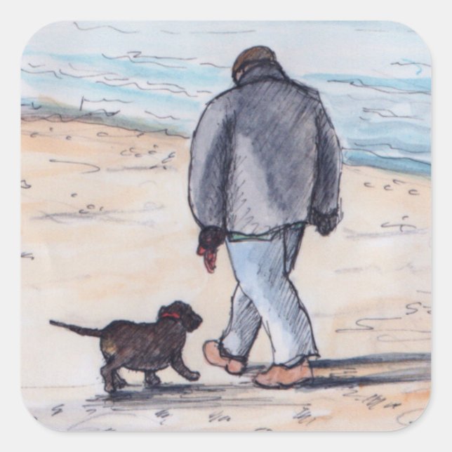 Walking the dog - 05 square sticker (Front)