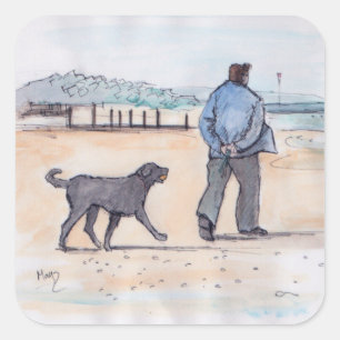 walking the dog - 07 square sticker
