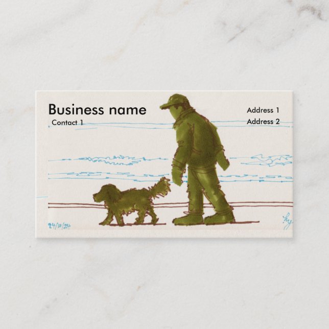Walking the dog drawing business card (Front)
