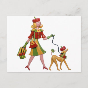 Walking the dog in style! postcard