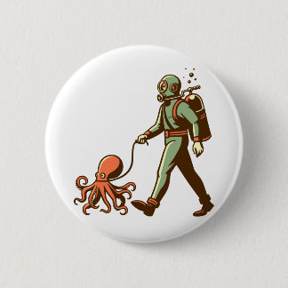 Walking the octopus 2 inch round button