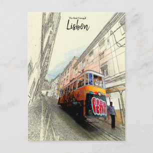 Walking the Tram- Lisbon, Portugal Postcard