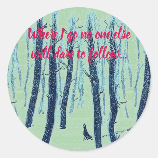 Walking Through Snowy Forest Classic Round Sticker (Front)