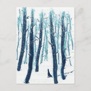 Walking Through Snowy Forest Postcard