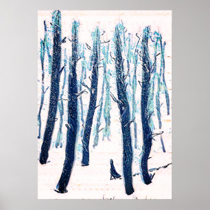 Walking Through Snowy Forest Poster