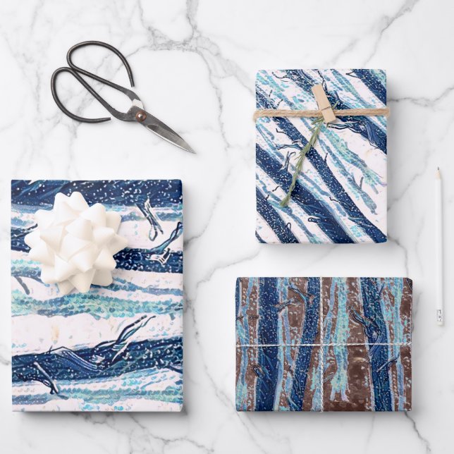 Walking Through Snowy Forest Wrapping Paper Sheet (Front)