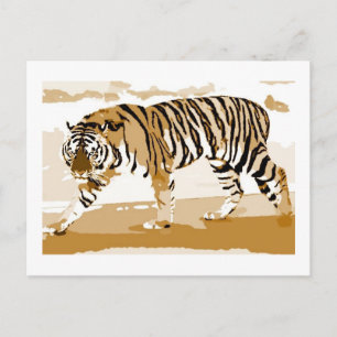 Walking Tiger Pop Art Postcard