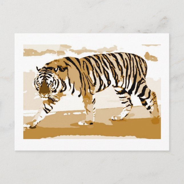 Walking Tiger Pop Art Postcard (Front)