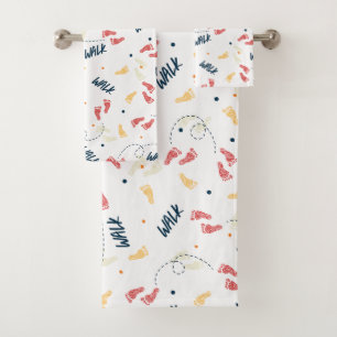 Walking Together: Adventure Footprint Pattern Bath Towel Set