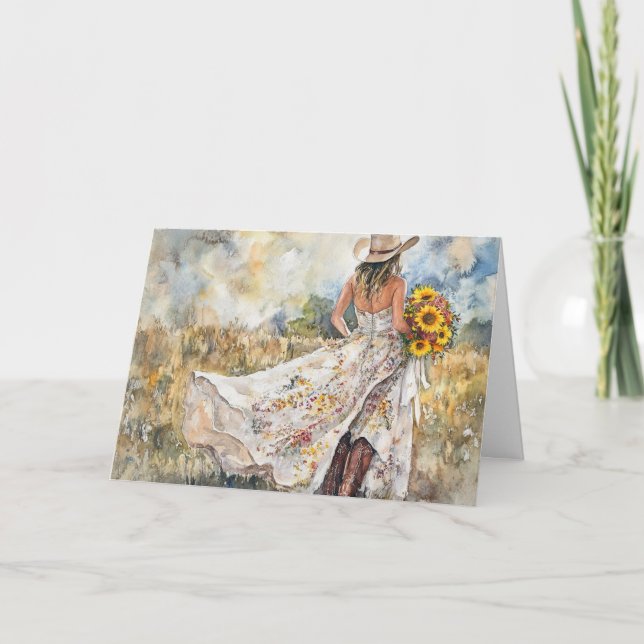 Walking Toward Forever with Sunflowers Card (Front)