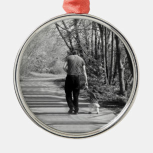 Walking With Daddy Metal Ornament