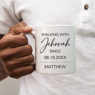 Walking with Jehovah Since Black and White Coffee Mug