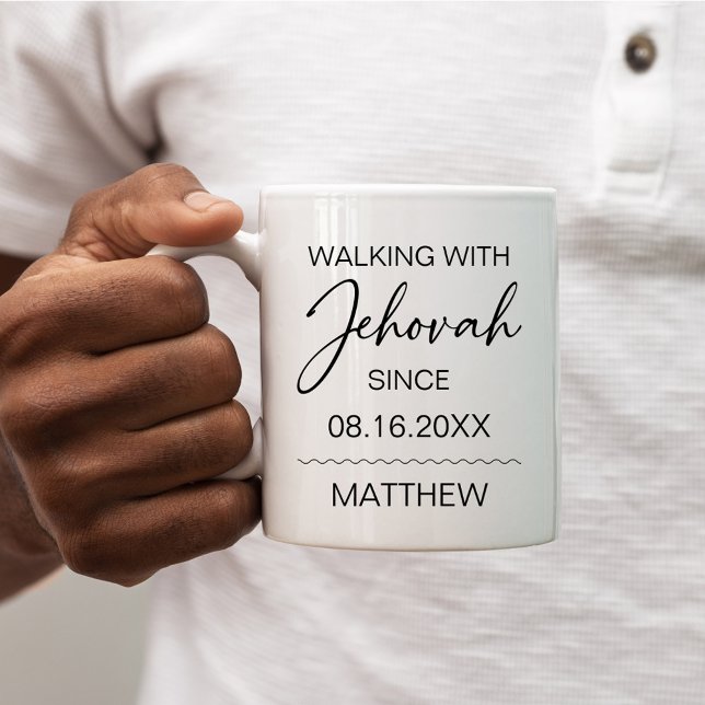 Walking with Jehovah Since Black and White Coffee Mug (Creator Uploaded)