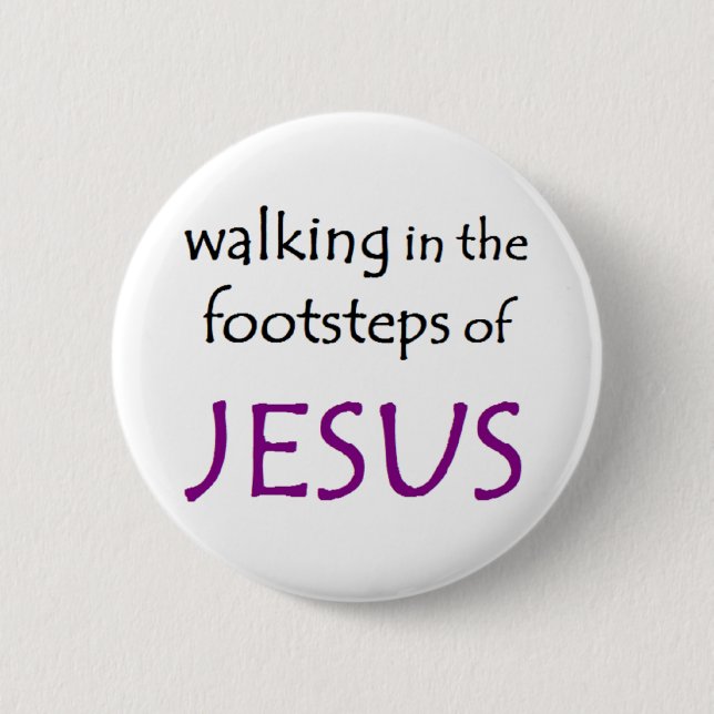 walking with jesus 2 inch round button (Front)