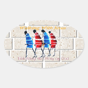 Walking With Jesus Hakuna Matata Inspired Beautifu Oval Sticker