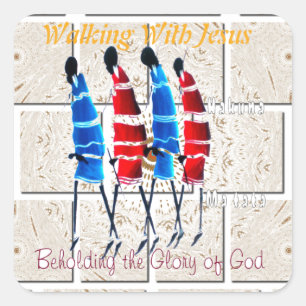 Walking With Jesus Hakuna Matata Inspired Beautifu Square Sticker