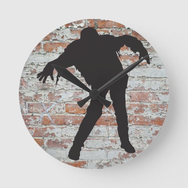 walking zombie silhouette clock (Front)