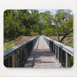 Walkway across marshland florida mouse pad