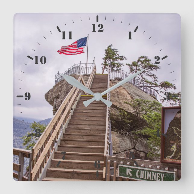 Walkway to Chimney Rock Square Wall Clock (Front)