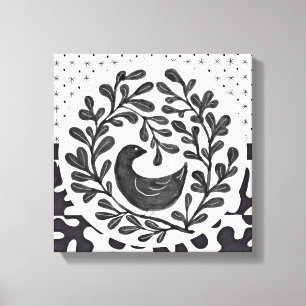 Wall Art Black and White Bird Medallion