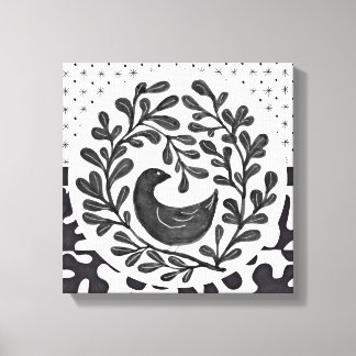 Wall Art Black and White Bird Medallion