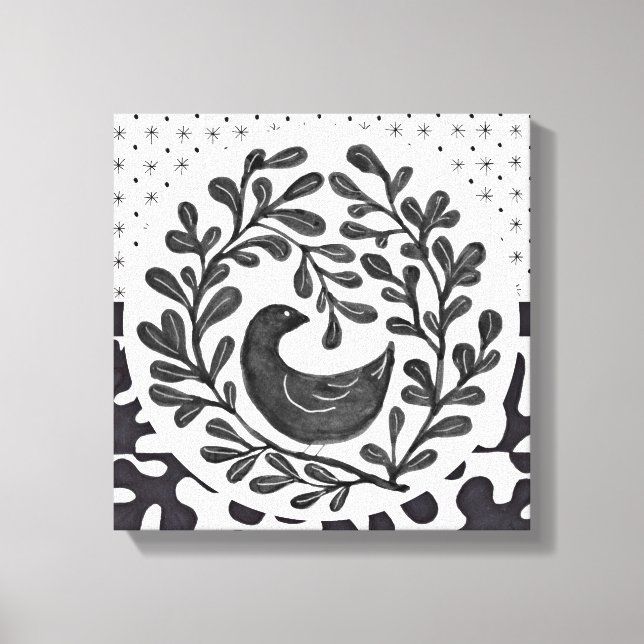 Wall Art Black and White Bird Medallion (Front)