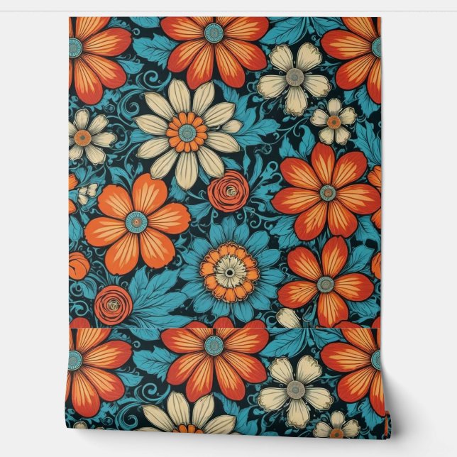 Wall Art Decor Folk Floral  (Unrolling)