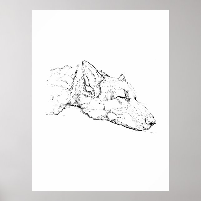 Wall Art Illustration, German Shepherd Portrait (Front)
