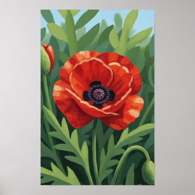Wall art. Red flower. Poster (Front)