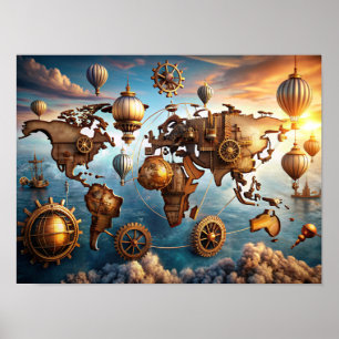 Wall Art Water Colour World Map  Poster