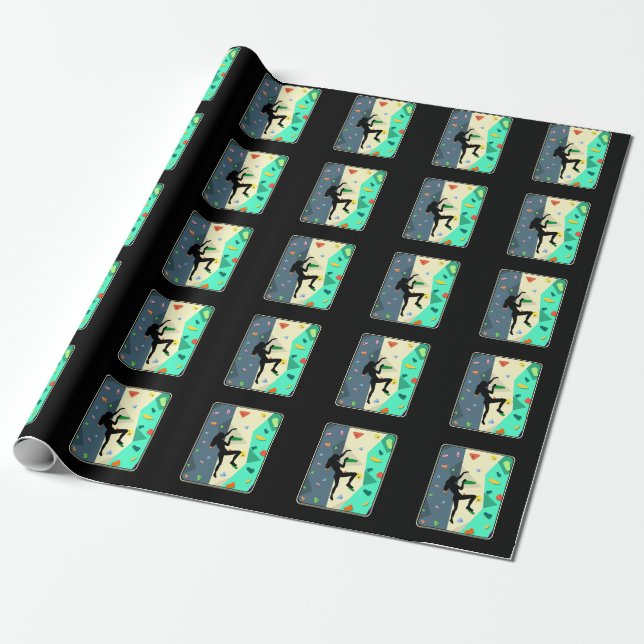 Wall Climbing Girl Indoor Bouldering Woman Wrapping Paper (Unrolled)
