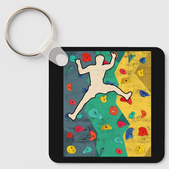 Wall Climbing Indoor Rock Climbers Action Sports A Keychain (Front)