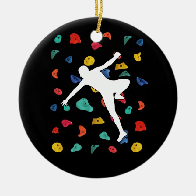 Wall Climbing Indoor Rock Climbers Action Sports Ceramic Ornament (Front)