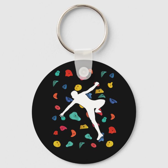 Wall Climbing Indoor Rock Climbers Action Sports Keychain (Front)