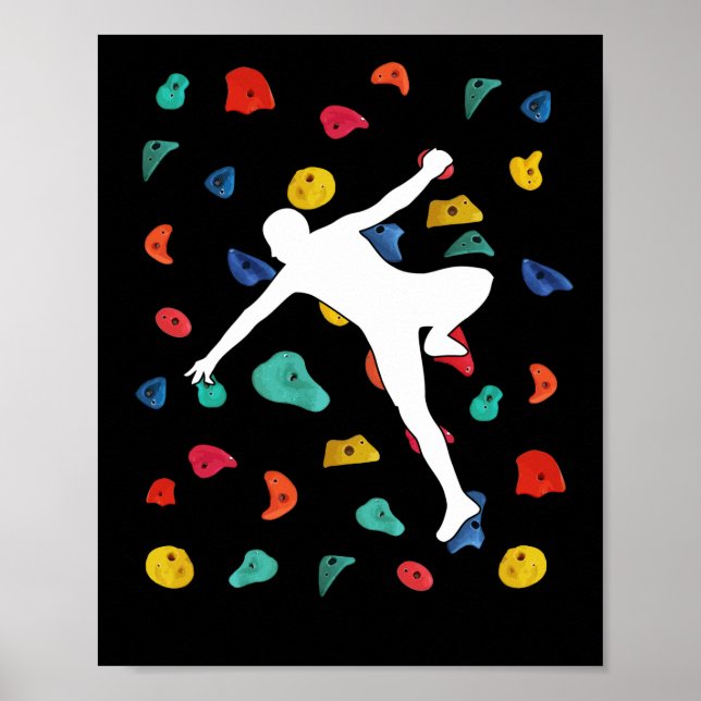Wall Climbing Indoor Rock Climbers Action Sports Poster (Front)