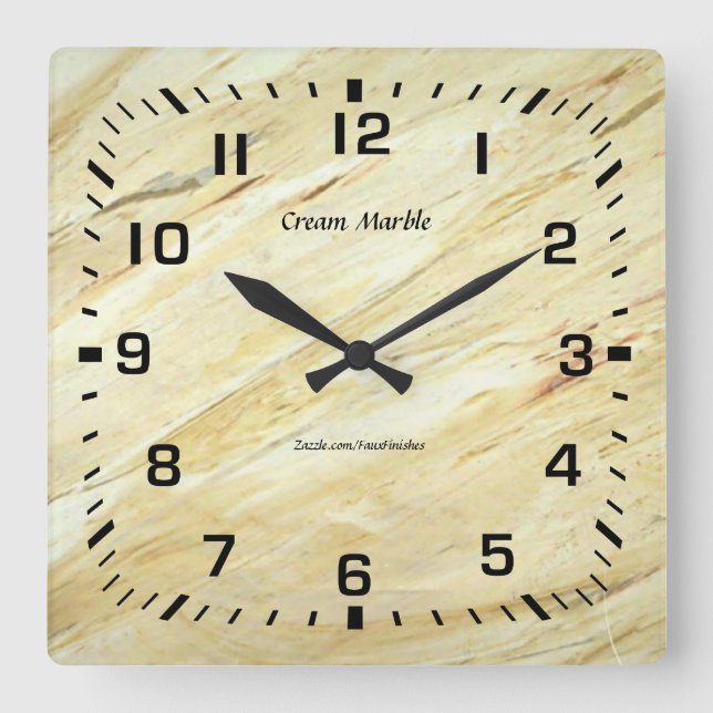 Wall Clock, 10.75" Square Acrylic Marble Square Wall Clock (Front)