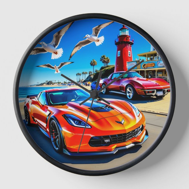 Wall Clock, 10" Round Natural Wood Frame Clock (Front)